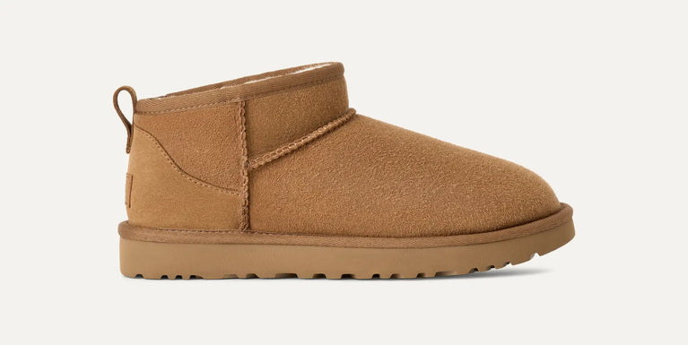 Tan suede ankle boot . UGG Classic Ultra Mini Women's Warm Wool Snow Boots