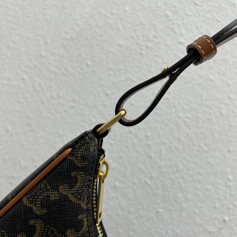 Celine Ava Triomphe Calfskin Leather & Denim Handbag