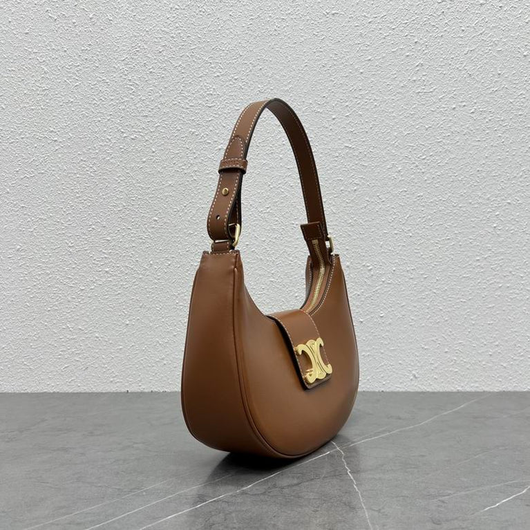 Celine Ava Triomphe Calfskin Leather & Denim Handbag