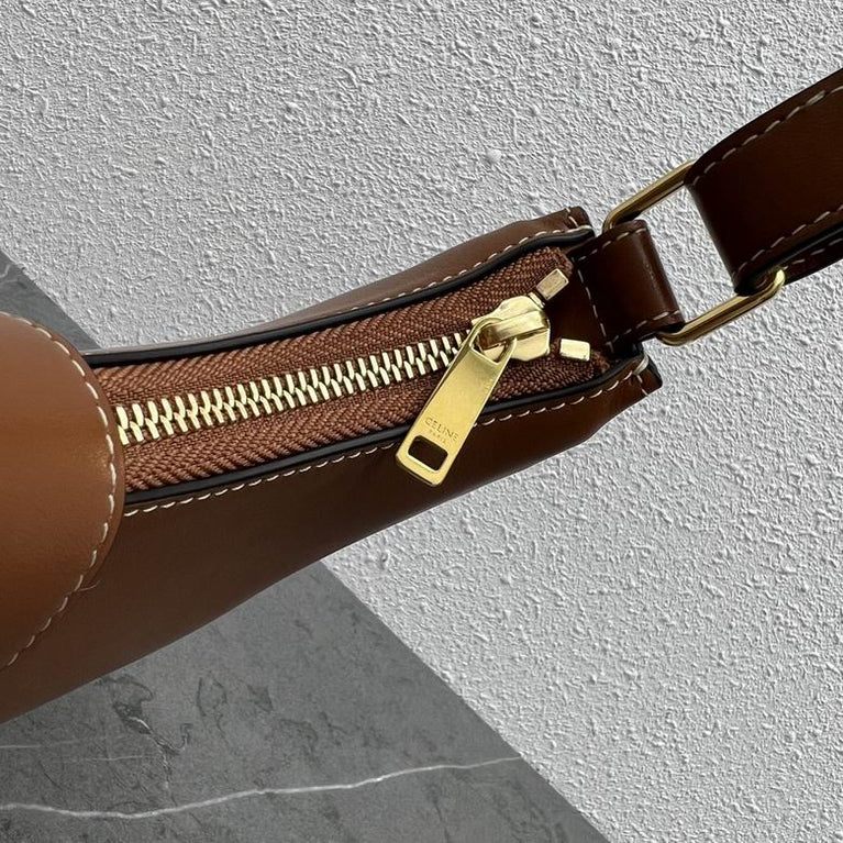 Celine Ava Triomphe Calfskin Leather & Denim Handbag