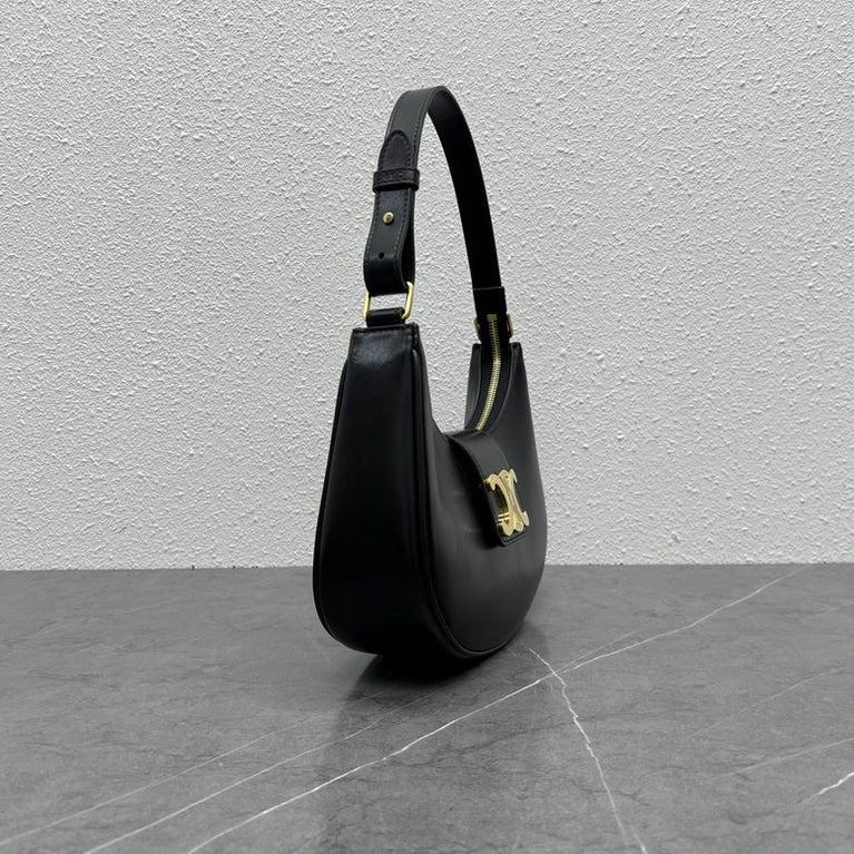 Celine Ava Triomphe Calfskin Leather & Denim Handbag