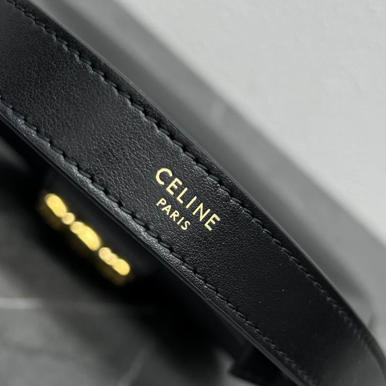 Celine Ava Triomphe Calfskin Leather & Denim Handbag