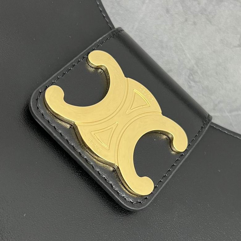 Celine Ava Triomphe Calfskin Leather & Denim Handbag