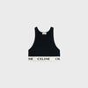 Black tank top with Celine branding on a light gray background. Celine original Bra In Athletic Knit