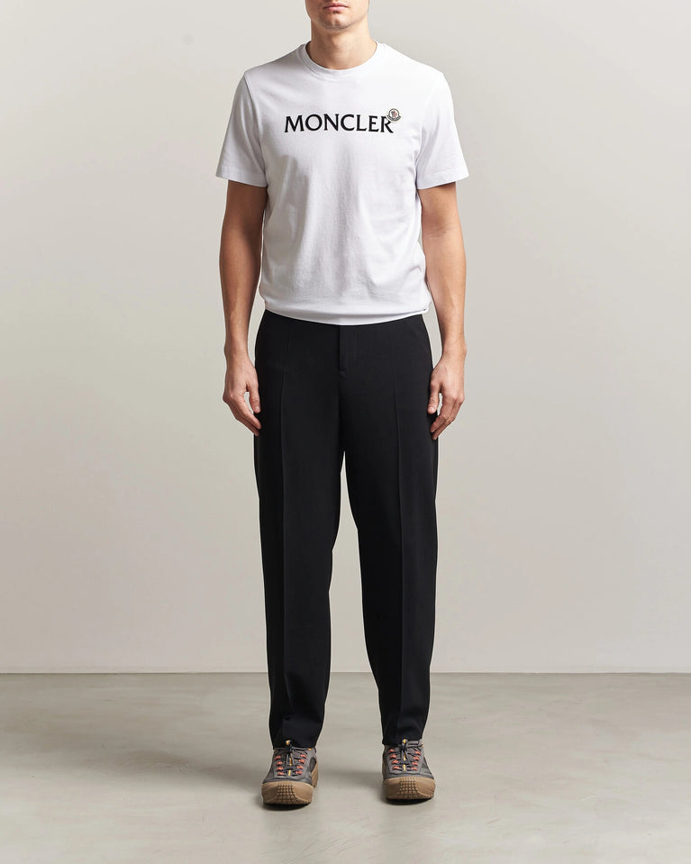 Moncler Men Lettering Logo Tshirt in white featuring a bold logo