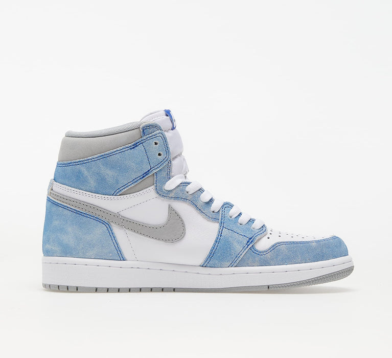 Nike Jordan 1 High OG Hyper Royal side view showcasing iconic design and blue hues.