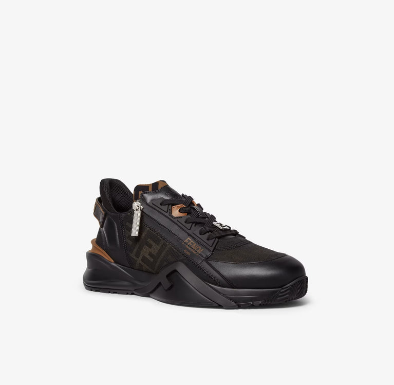 Fendi Flow Low Leather Sneaker Black in a sporty design with contrasting details and a stylish silhouette.