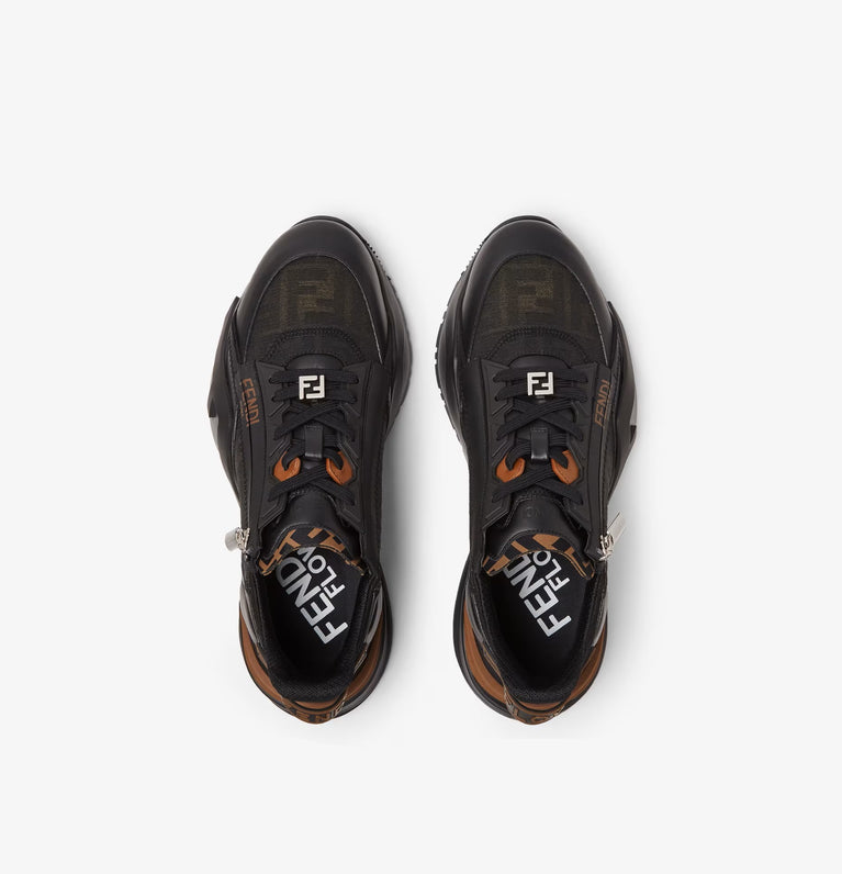 Fendi Flow Low Leather Sneaker Black in a sporty design with contrasting details and a stylish silhouette.