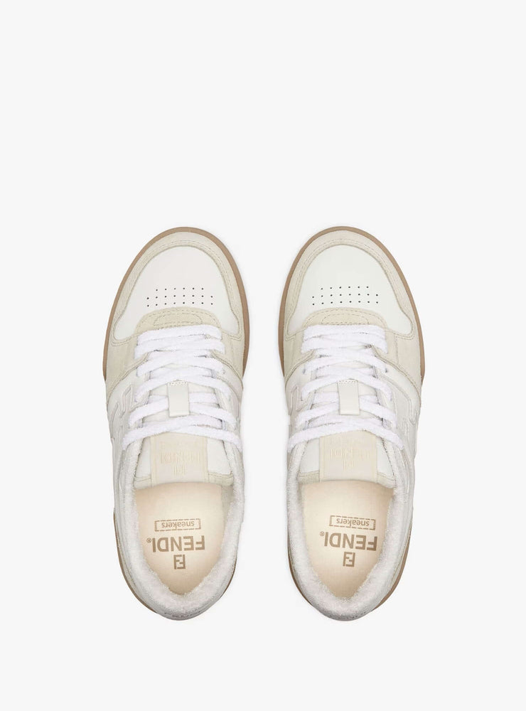 Fendi Sneaker Match Leather White side view showcasing elegant design and comfortable silhouette at Volonka.