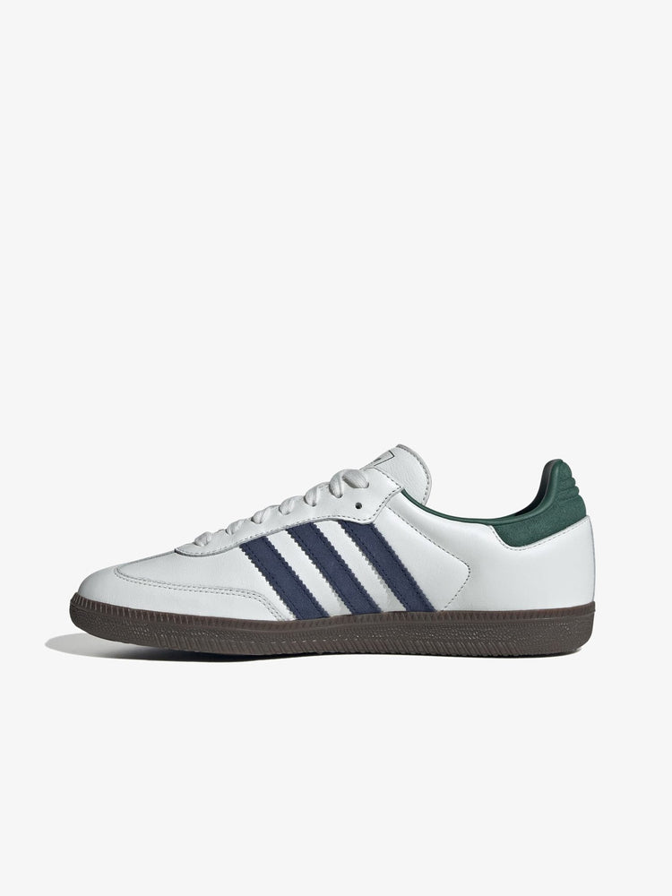 Adidas Samba OG Unisex Blkwhi Green of classic soccer sneakers with white and green color scheme at Volonka.