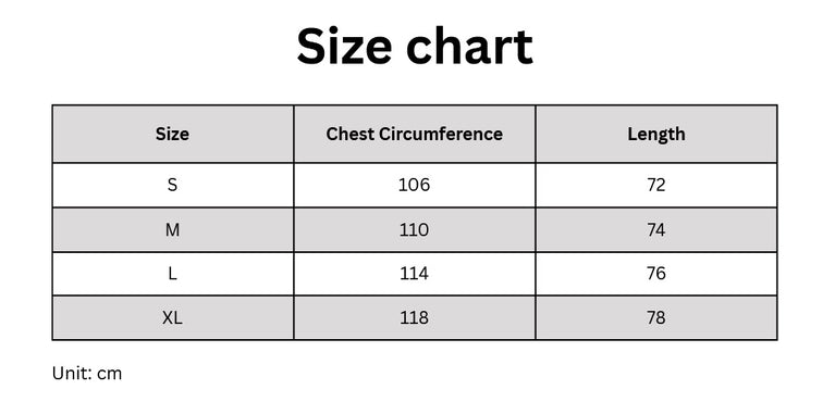 ALO Classic Minimal Short Sleeve Tshirt size chart.