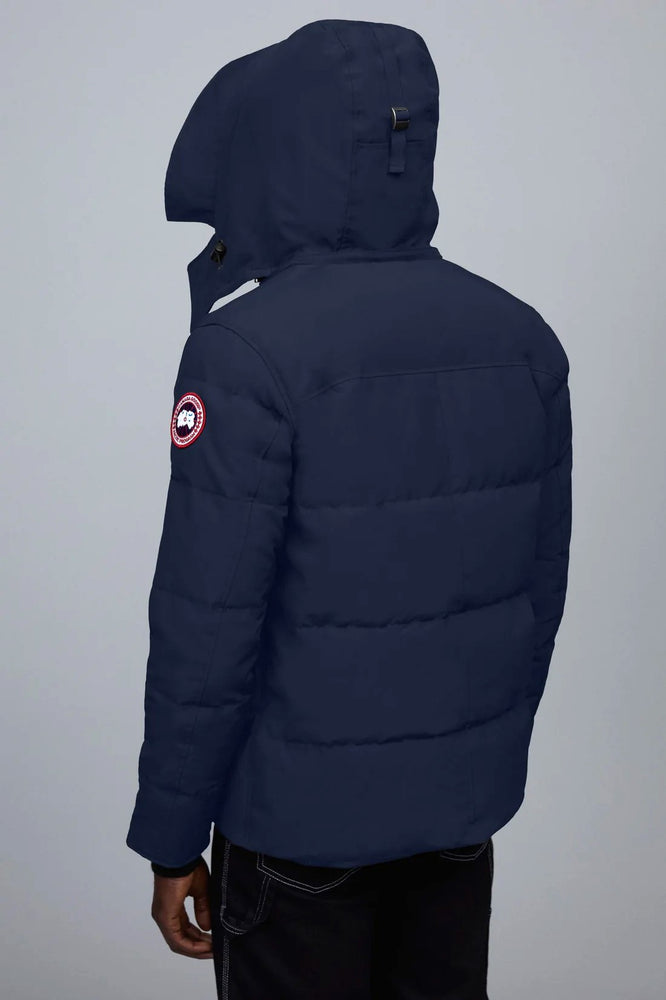 Navy puffer jacket with brand logo, Canada Goose Wyndham Parka Goose Men's Winter Jacket at Volonka.