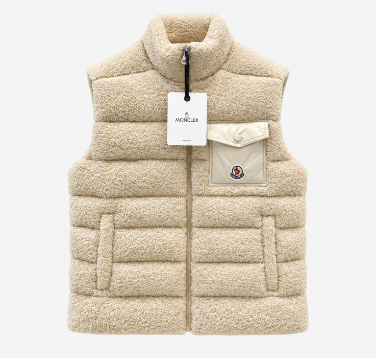 Moncler Merek down vest in teddy fabric