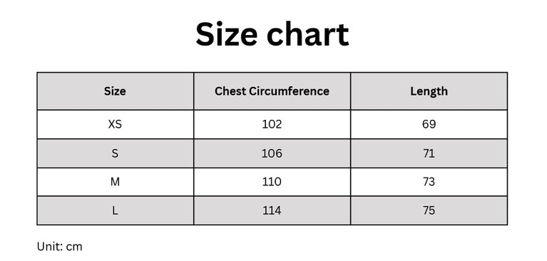 Dior Essential unisex Pocket Tshirt size chart.
