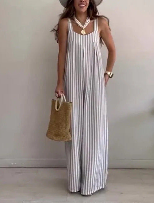 Summer Striped Streetwear Casual Jumpsuit