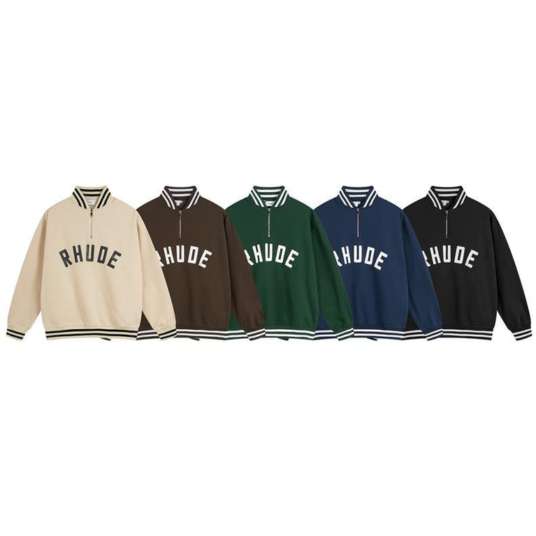 RHUDE Unisex sports half zipper sweatshirt Trousers set