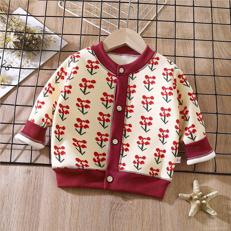 Kids Knitted Cardigan Warm Thick Fall and Winter Sweater