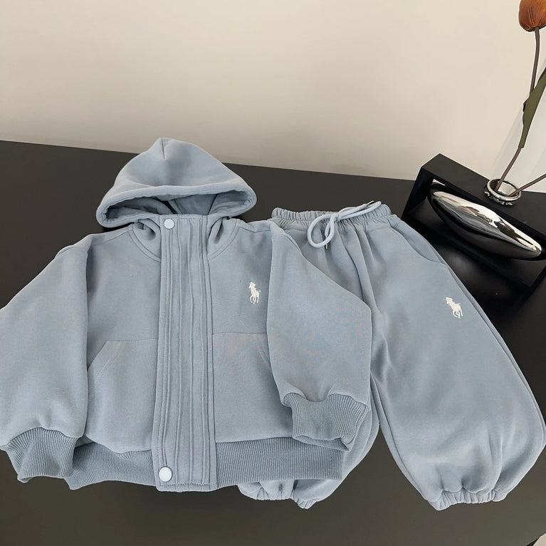 Kids Hooded Sports Suit Thickened Boys Two-Piece Set