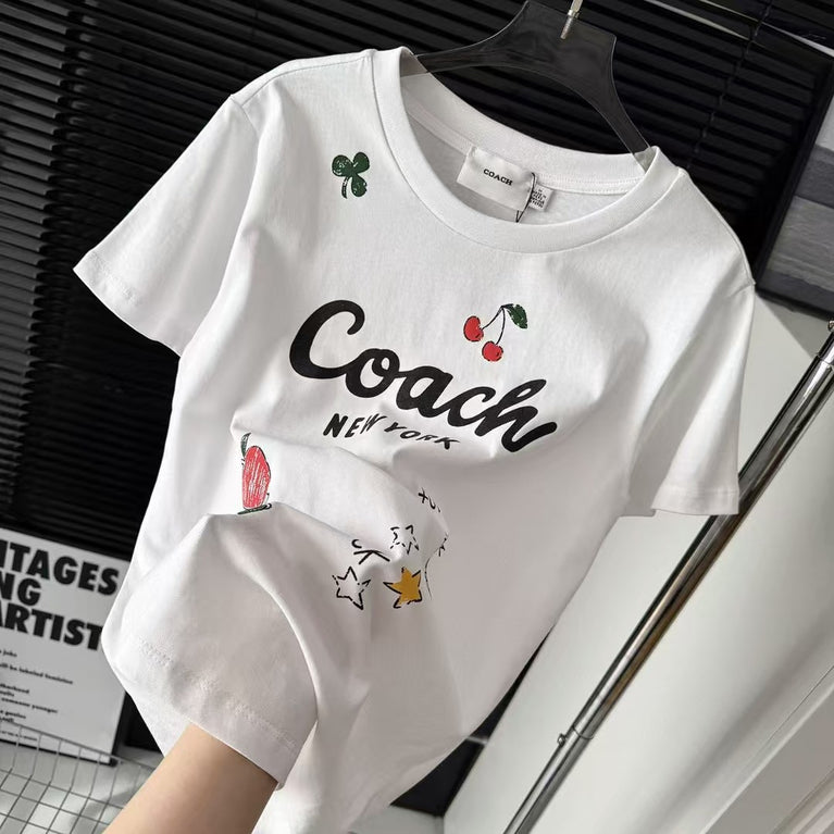 Coach Damen-Freizeit-T-Shirt mit Fruchtmuster
