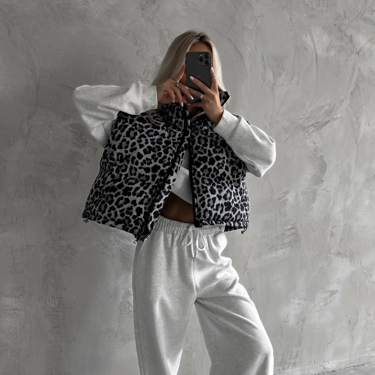 Women's Leopard Print Puffer Vest