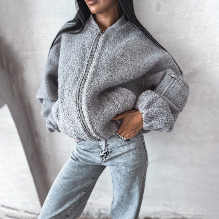 Women's Fleece Sweatshirt with Stand Collar