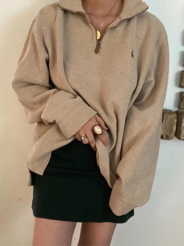 Ralph Lauren Sweatshirt mit Pony-Logo und halbem Reißverschluss