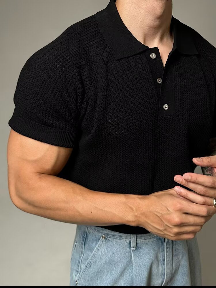 Klassisches Strickpolohemd für Herren im gehobenen Stil