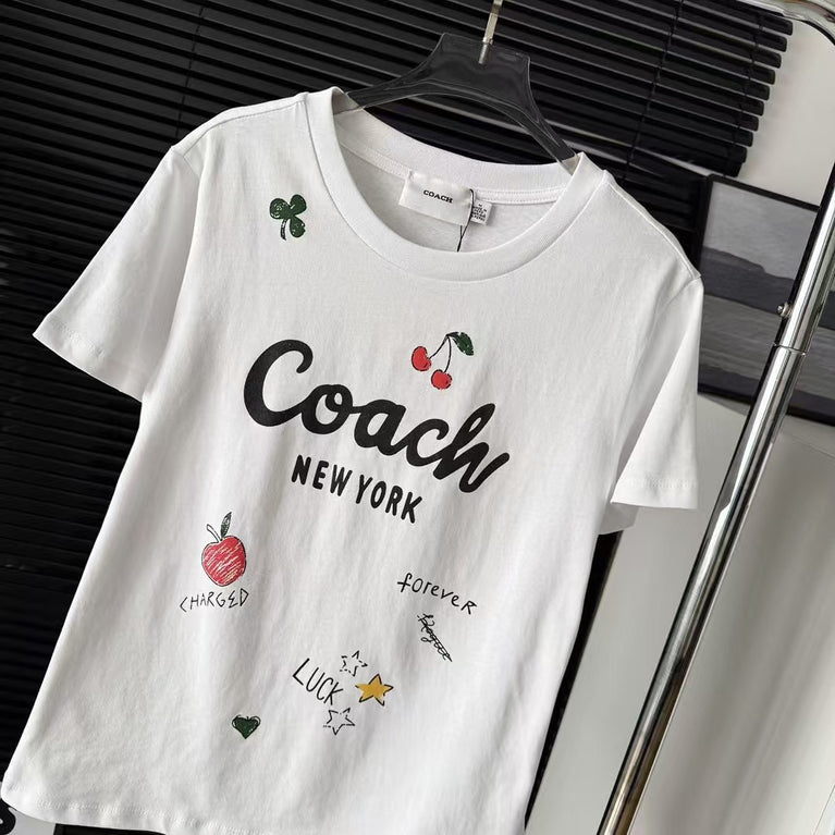 Coach Damen-Freizeit-T-Shirt mit Fruchtmuster