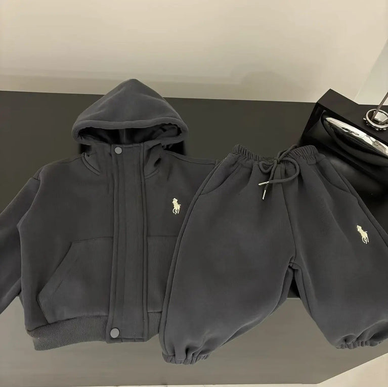 Kids Hooded Sports Suit Thickened Boys Two-Piece Set