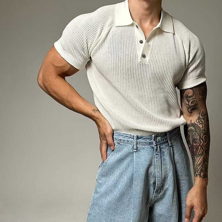 Klassisches Strickpolohemd für Herren im gehobenen Stil