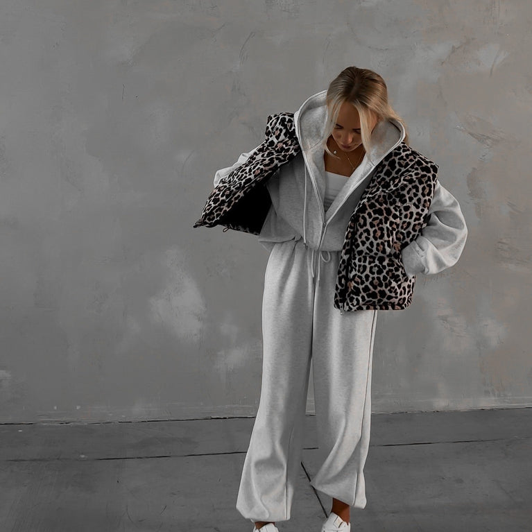 Women's Leopard Print Puffer Vest