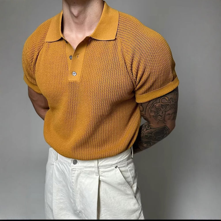 Klassisches Strickpolohemd für Herren im gehobenen Stil
