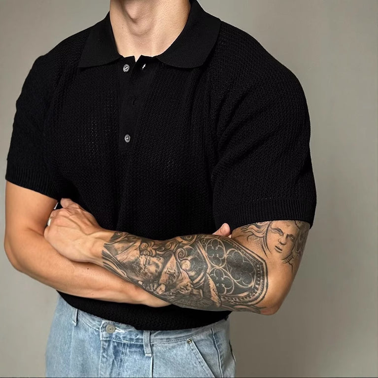 Klassisches Strickpolohemd für Herren im gehobenen Stil