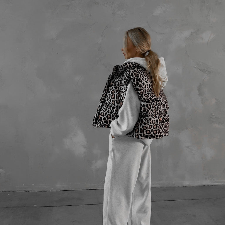 Women's Leopard Print Puffer Vest