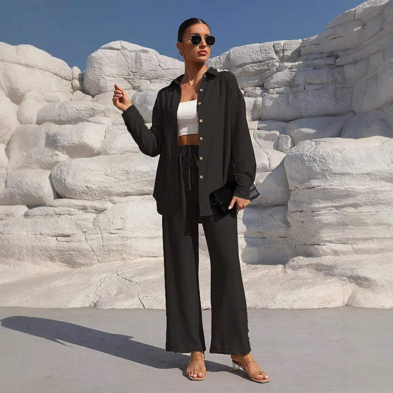 Comfortable and stylish Cardigan Suit Two-Piece Casual Set