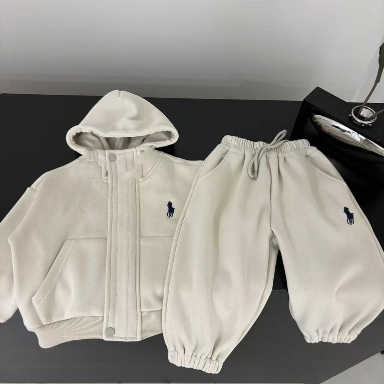 Kids Hooded Sports Suit Thickened Boys Two-Piece Set