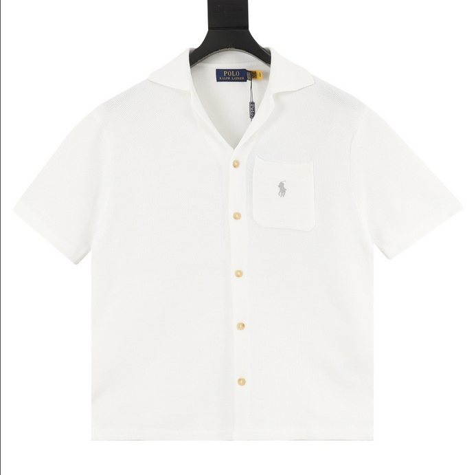 Ralph Lauren Terry Polo White Shirt with buttons and logo pocket at Volonka.