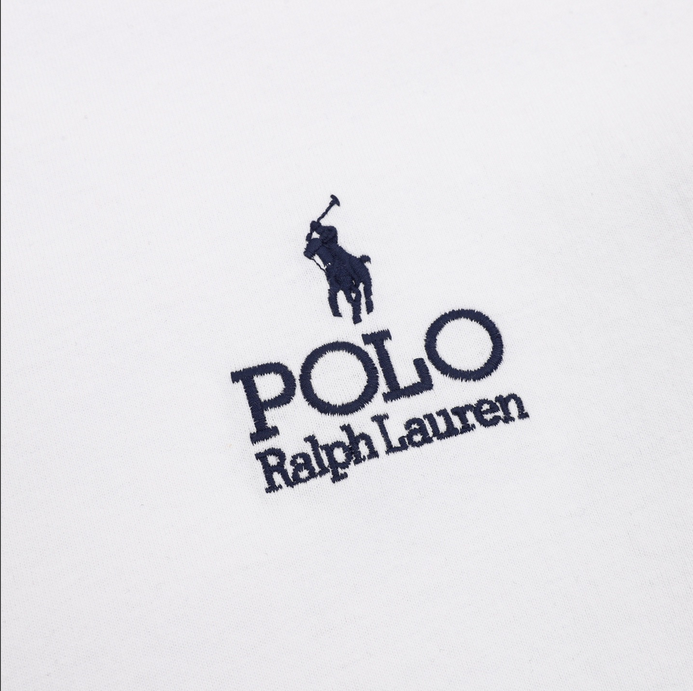 Polo Ralph Lauren Classic Fit Logo Jersey Tshirt displayed on a hanger, showcasing its classic white design and iconic logo.