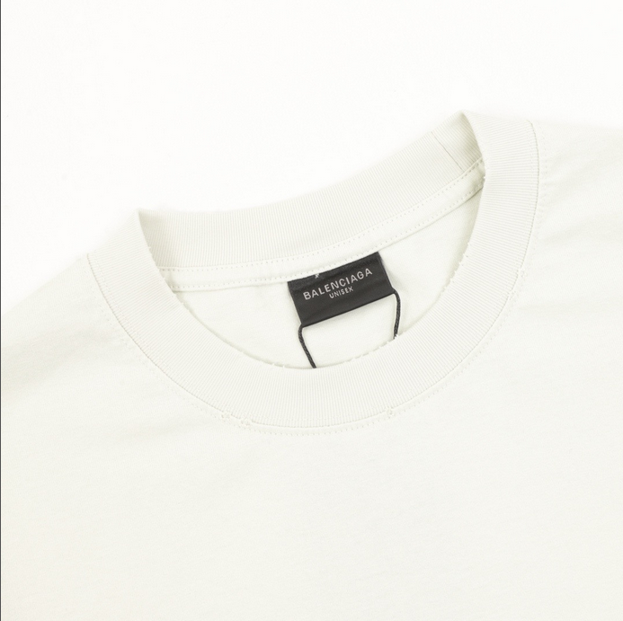 Balenciaga Oversize Washed Ripped Tshirt in white.