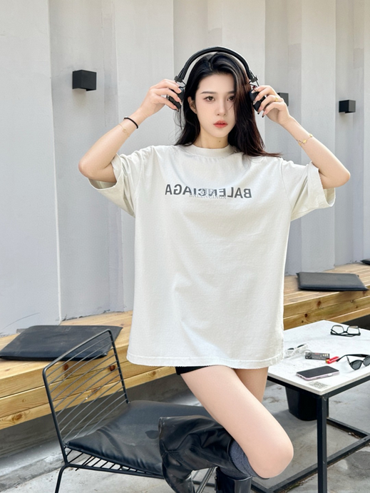 Balenciaga Oversize Washed Ripped Tshirt in white.