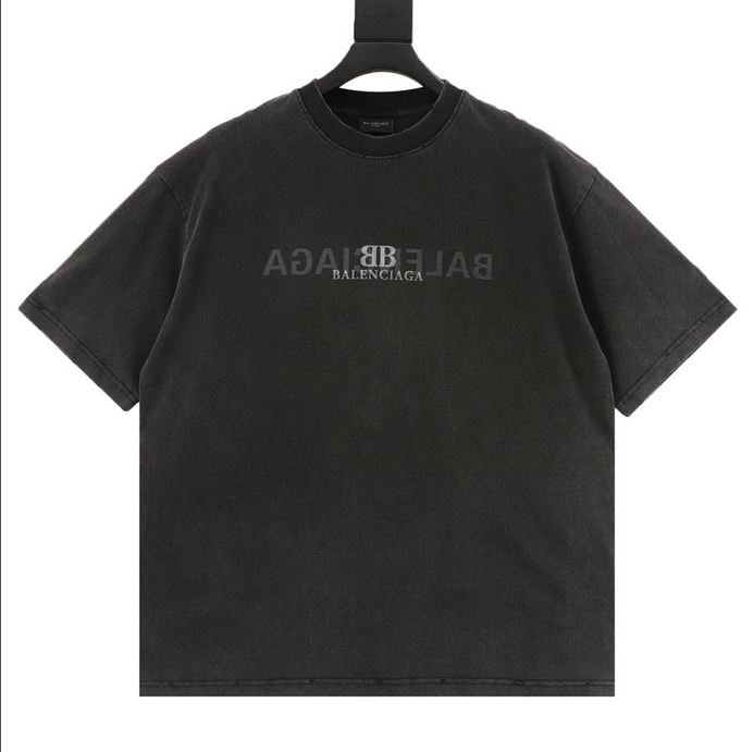 Balenciaga Oversize Washed Ripped Tshirt in black.