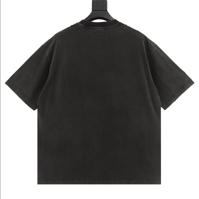 Balenciaga Oversize Washed Ripped Tshirt in black.