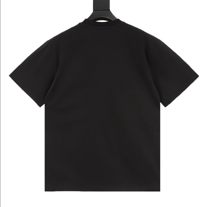Dior Essential unisex Pocket Tshirt displayed on a hanger, showcasing its stylish black design.