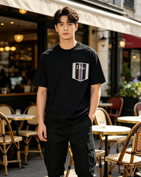 Dior Essential unisex Pocket Tshirt, showcasing its stylish black design.