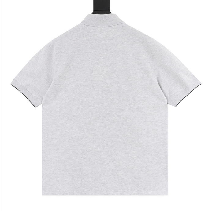 Brunello Cucinelli Men Polo Shirt displayed on a hanger in gray color.