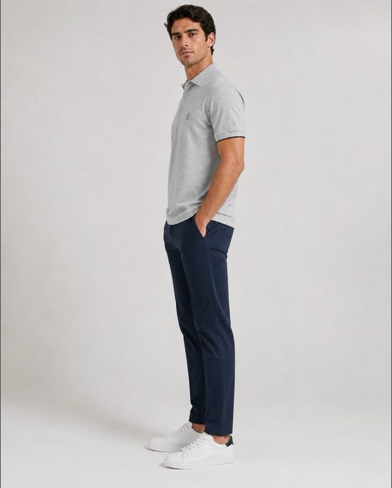 Brunello Cucinelli Men Polo Shirt displayed in gray color.