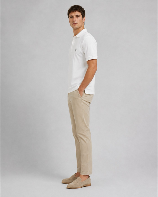 Brunello Cucinelli Men Polo Shirt displayed in white color.