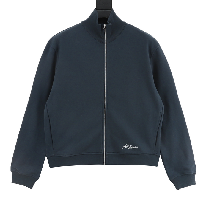 Acne Studios Casual Zip Sweatshirt in navy, featuring a minimalist design and lightweight comfort.