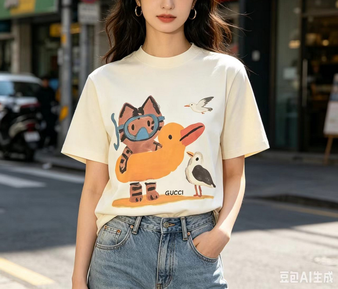 Gucci Cartoon Swimmer Cat Tshirt