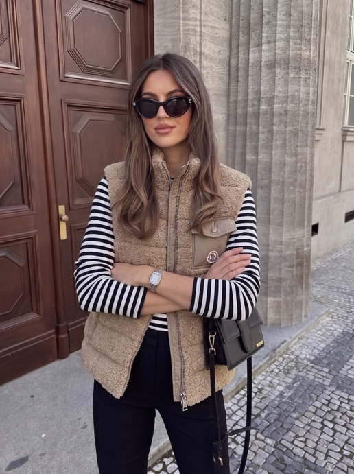 Moncler Merek down vest in teddy fabric